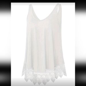 White Vest Top IN White With Lace Trim Size 1X